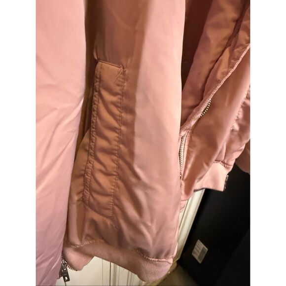 ZARA Girls Full Zip Ruched Long Sleeve Bomber Jacket Pink Size 11-12 - Picture 7 of 8